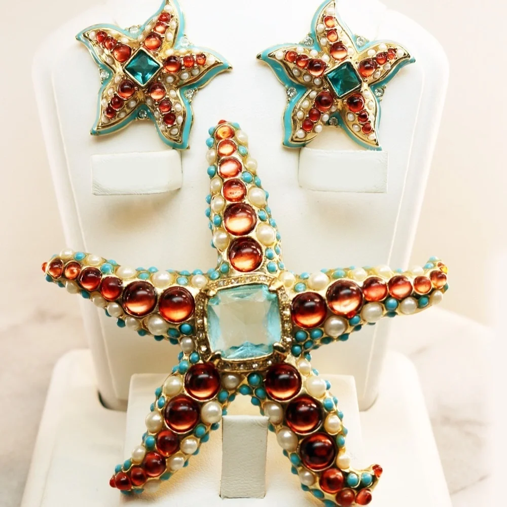 KENNETH JAY LANE RARE BLUE STARFISH EARRINGS - Picture 11 of 16